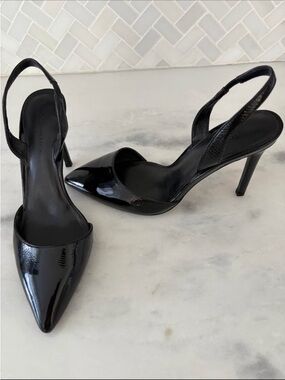 Banana Republic Black Patent Slingback Pointed-Toe Heels (Never Wore)
